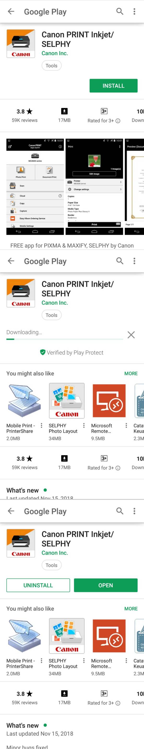Cara Install Aplikasi Canon PRINT Inkjet/SELPHY dari Google Play