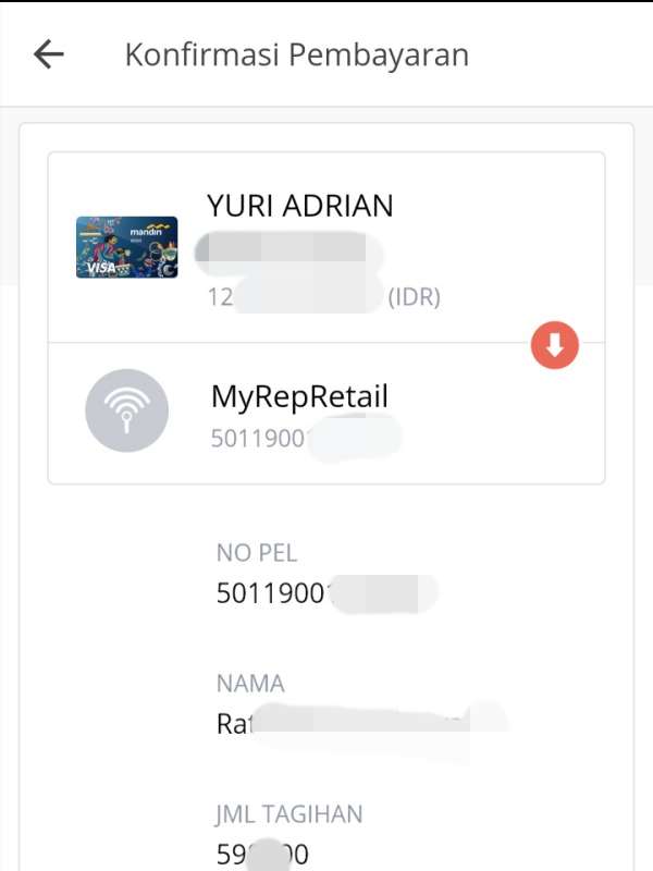 Konfirmasi Pembayaran tagihan MyRepRetail