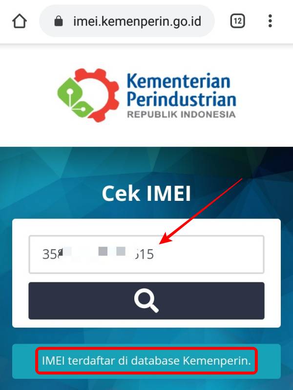 Situs dari Kemenperin untuk cek IMEI