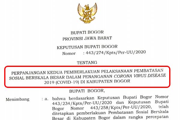 PSBB Kabupaten Bogor Diperpanjang Sampai Kapan Ya??
