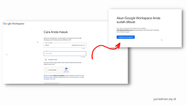 Tahapan membuat akun Google Workspace